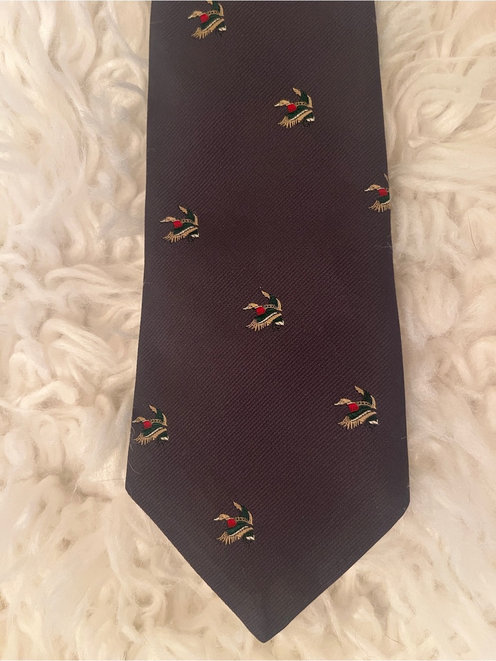 Vintage Sears Arc de Triomphe Embroidered Mallard Duck Tie